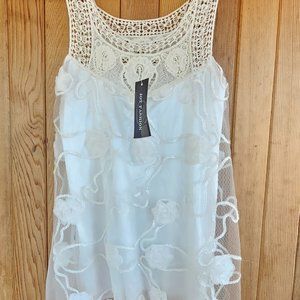 NEW Jot Fashion White Floral Lace Woven Strap Tank Top